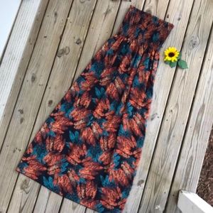 Tropical colorful patterned midi dress